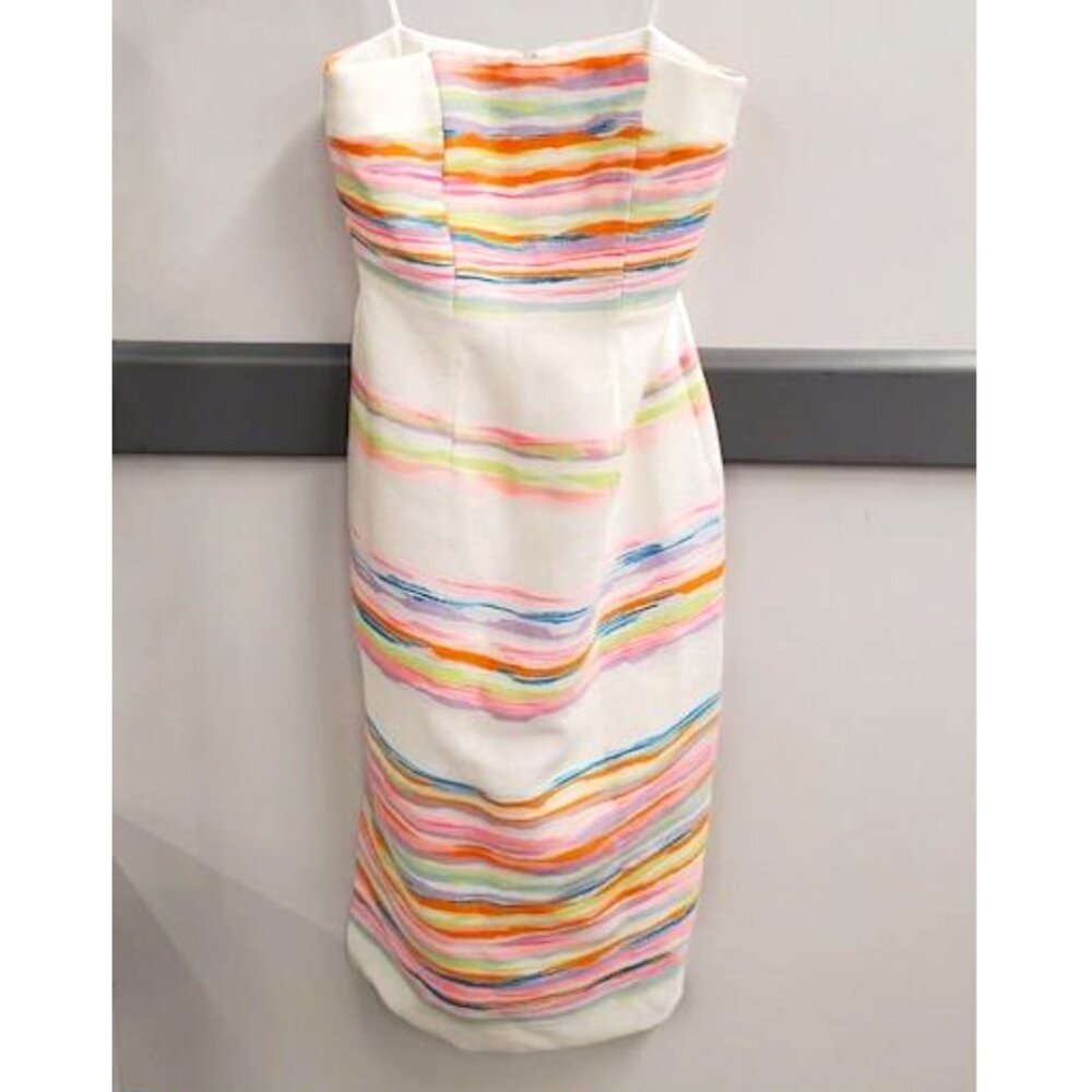 NWT Milly Strapless Tweed Stripe Midi Eva Dress Size 0